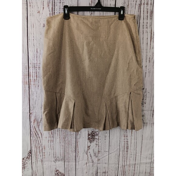 George ME Skirt  Size 16 Beige Flared Pleated wool blend Flare - Picture 1 of 8